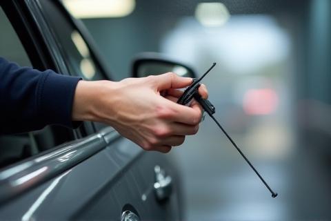 Car being carefully prepared for an automated car wash